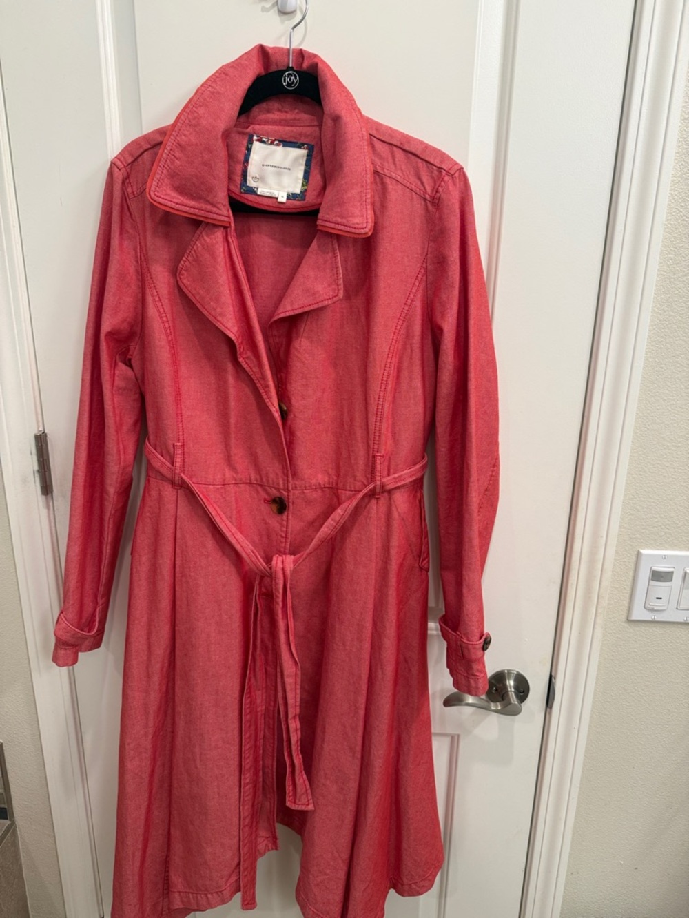 Anthropologie Coral Pink Jacket with Notched Collar